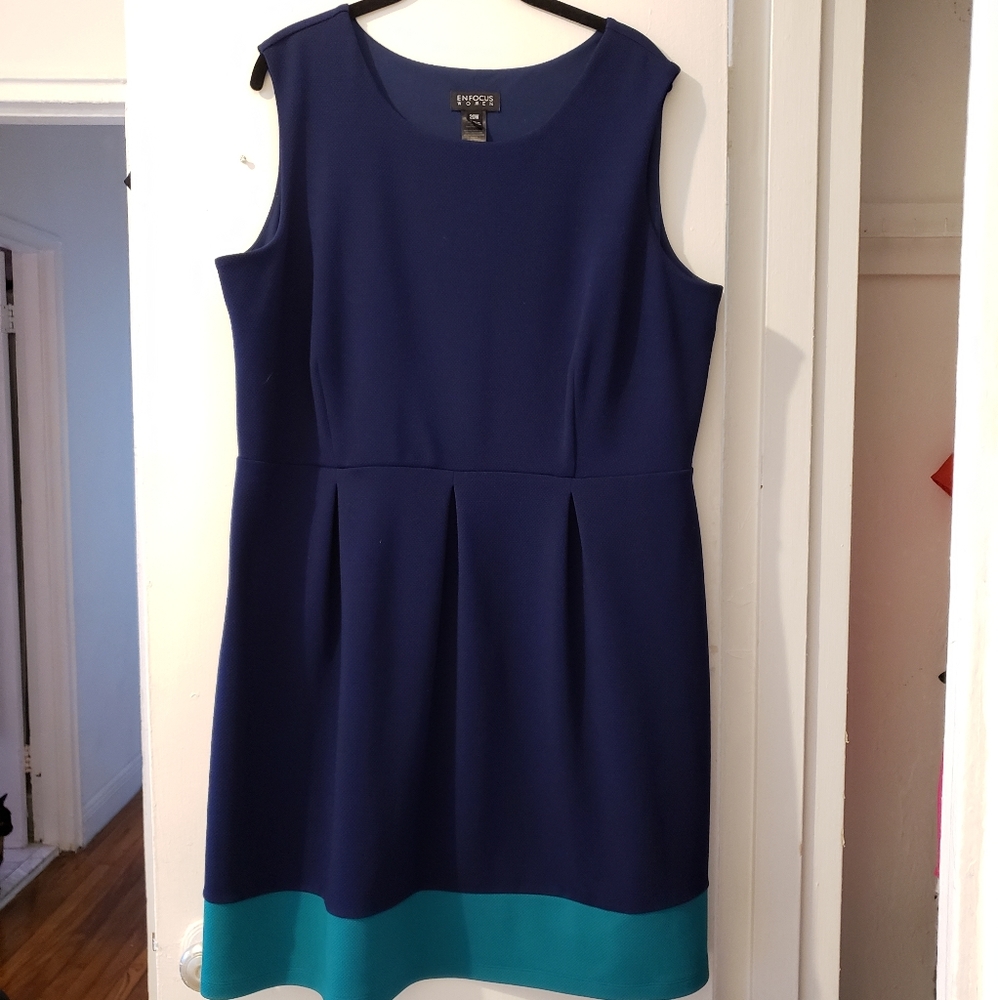Navy and Teal Sleeveless Dress